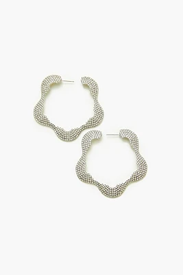 Rhinestone Floral Hoop Earrings