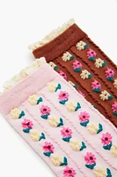 Floral Crew Socks Set - 2 pack