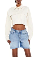 Frayed Cropped Twill Shirt