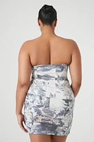 Plus Contour Sculpt Floral Tube Dress