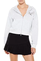 Winged Heart Cropped Zip-Up Hoodie