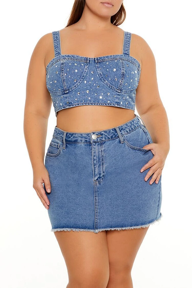 Plus Faux Gem & Pearl Crop Top