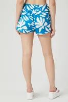 Women's Tropical Leaf Print Drawstring Shorts