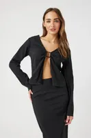 Women's O-Ring Split-Front Top in Black Large