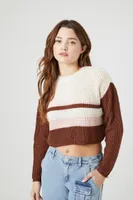 Women's Cropped Stripe Sweater Cream