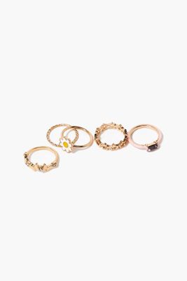 Women's Faux Gem Variety Ring Set in Gold, 7