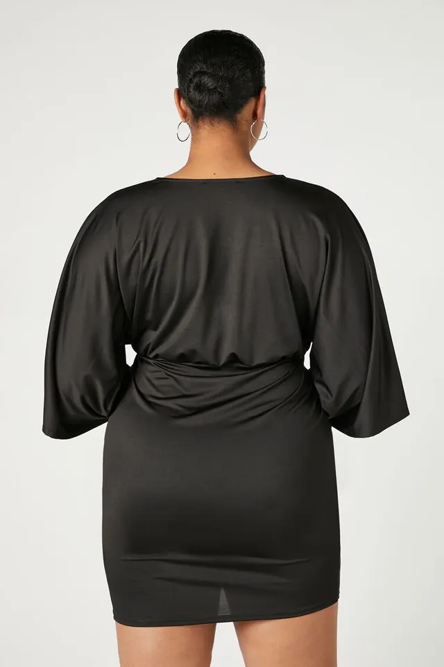 Forever 21 Plus Size Black Lace Wrap Dress 0X/2X