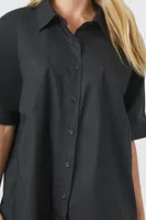 Women's Poplin Mini Shirt Dress in Black Medium