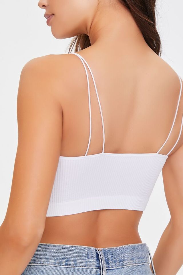 Forever 21 Women's Dual Cami Strap Bralette in White Medium