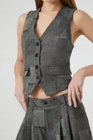 Women's Cropped Patchwork Vest in Grey Large