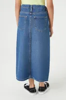 Girls Denim Midi Skirt (Kids) in Dark Denim, 13/14