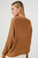 Women's V-Neck Cardigan Sweater in Camel Small