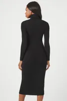 Women's Mock Neck Midi Sweater Dress Black