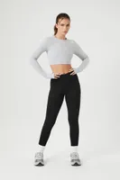 Women's Active Seamless Cutout Crop Top in Heather Grey Medium