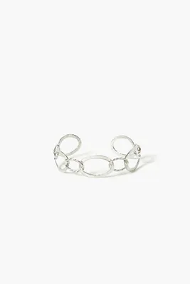 Women's Hammered Chain Cuff Bracelet in Silver