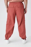 Men Nylon Parachute Cargo Joggers in Rust Small