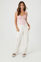 Women's Sweetheart Tie-Strap Bodysuit in Pale Mauve Medium