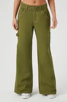 Women's High-Rise Wide-Leg Utility Pants in Green Large