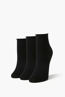 Cotton-Blend Ankle Socks Set - 3 pack in Black
