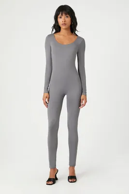 Women's Contour Long-Sleeve Jumpsuit in Charcoal, XL