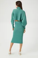 Women's Turtleneck Sweater & Skirt Set in Stone Blue, XL