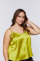 Women's Satin V-Neck Cami Green Apple,