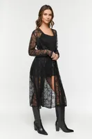 Women's Sheer Lace Longline Jacket in Black Small