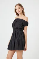 Women's Off-the-Shoulder Mini Dress in Black Medium