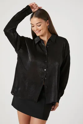 Women's Glitter High-Low Shirt in Black Small