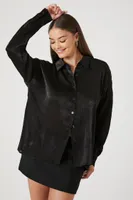 Women's Glitter High-Low Shirt in Black, XS