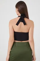 Women's Sweater-Knit Halter Crop Top