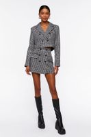 Women's Houndstooth Double-Breasted Blazer Black/White