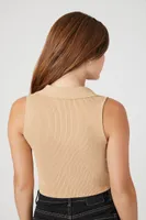 Women's Sweater-Knit Cropped Tank Top in Warm Sand Small