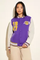 Women's Los Angeles Lakers Letterman Jacket Purple/Cream