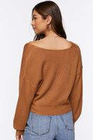 Women's Ribbed Crossover Sweater in Camel Small