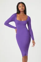 Women's Sweetheart Midi Sweater Dress in Purple, XL