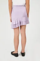 Girls Asymmetrical Satin Mini Skirt (Kids) in Purple, 11/12