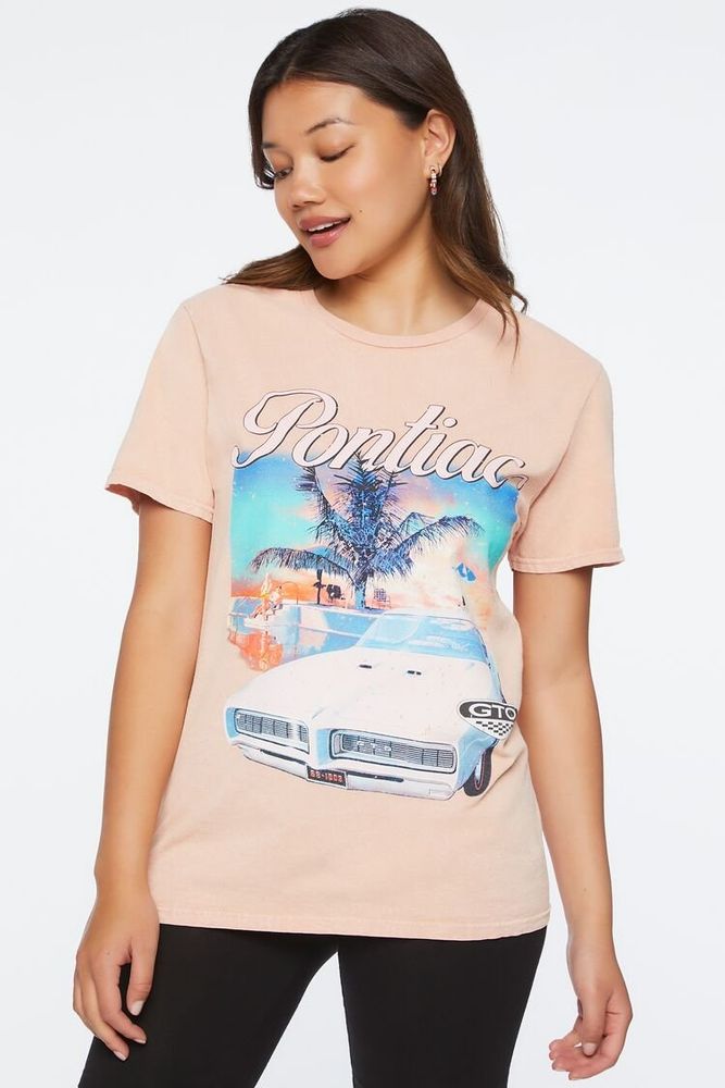 Women's Pontiac Graphic Mineral Wash T-Shirt in Pink, M/L