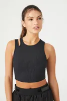 Women's Active Cropped Cutout Tank Top Black