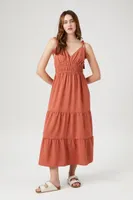 Women's Crochet-Trim Tassel Midi Dress in Clay Large