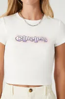 Women's Clueless Graphic Baby T-Shirt in White, XL