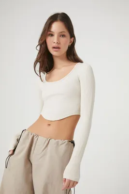 Women's Seamless Curved-Hem Crop Top in Birch Small