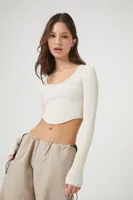 Women's Seamless Curved-Hem Crop Top in Birch Large