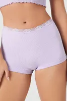 Women's Seamless Lace-Trim Shortie Panties Orchid