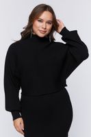 Women's Ribbed Sweater & Skirt Set in Black, 4X