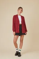 Women's Ribbed Cardigan Sweater in Burgundy Medium