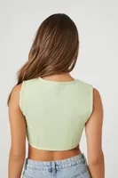 Women's Sweater-Knit Compact Rib Crop Top in Sage, XS