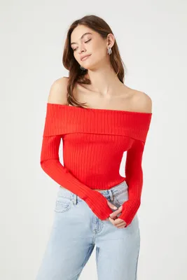 Women's Sweater-Knit Off-the-Shoulder Top Large