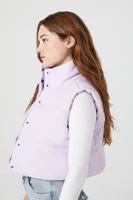 Women's Cropped Faux Leather Vest in Lavender Small