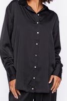 Women's Satin Pajama Shirt in Black Small